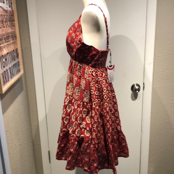 Sacred Threads Red and White Tiered Mini Sundress - Picture 8 of 9